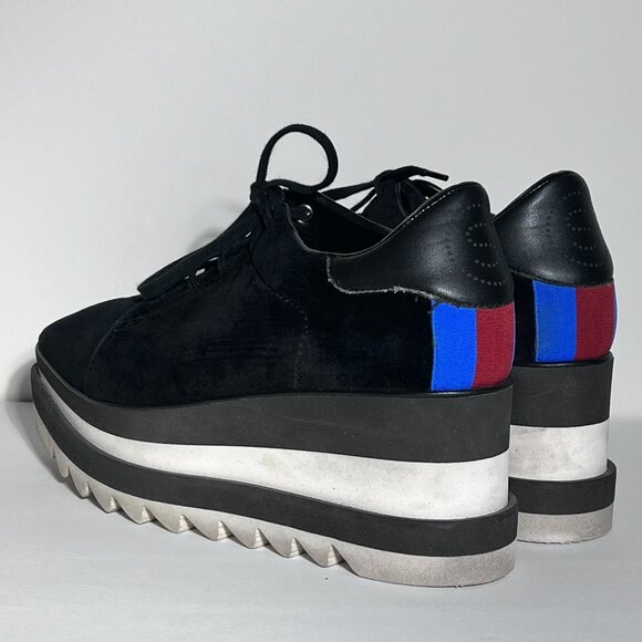 Stella McCartney Sneak Elyse Black Velvet Platform Shoes Sz 38/8 - Picture 5 of 10